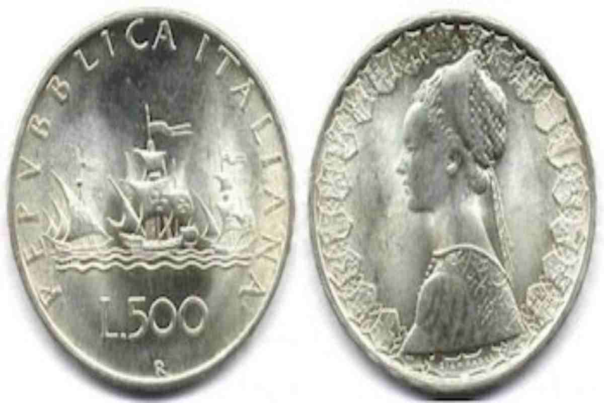 una 500 lire caravella in argento