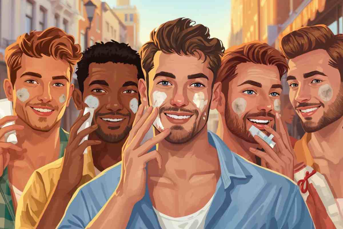 uomini curano la pelle, immagine grafica