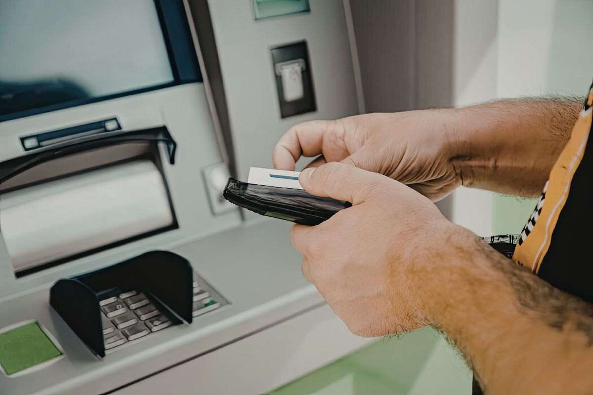 uomo allo sportello ATM