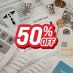 diverse bollette e percentuale di sconto del 50%
